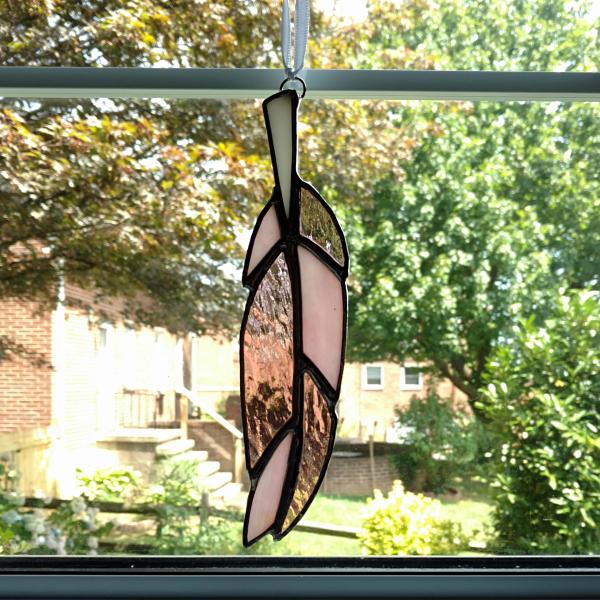 Stained Glass Feather Suncatcher, Pink