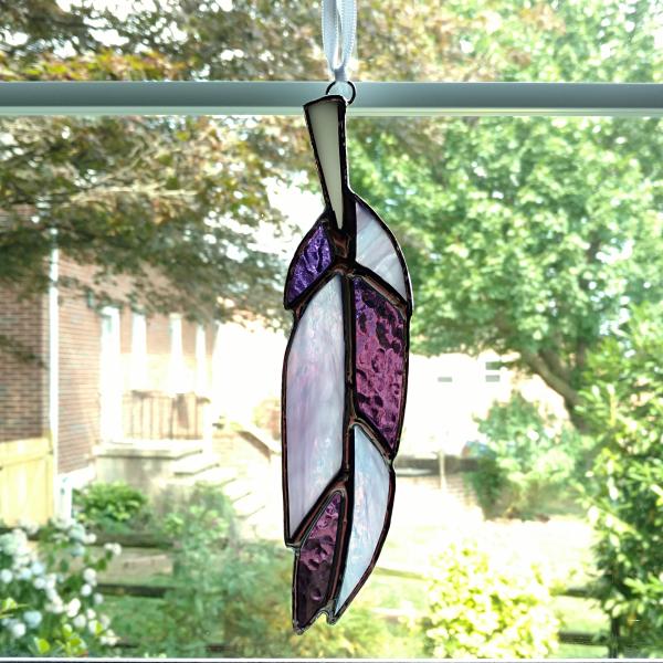 Stained Glass Feather Suncatcher, Purple