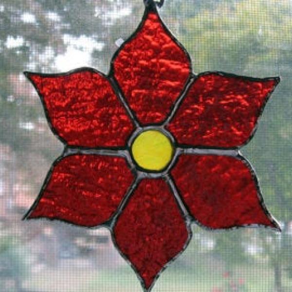 Poinsettia Stained Glass Suncatcher