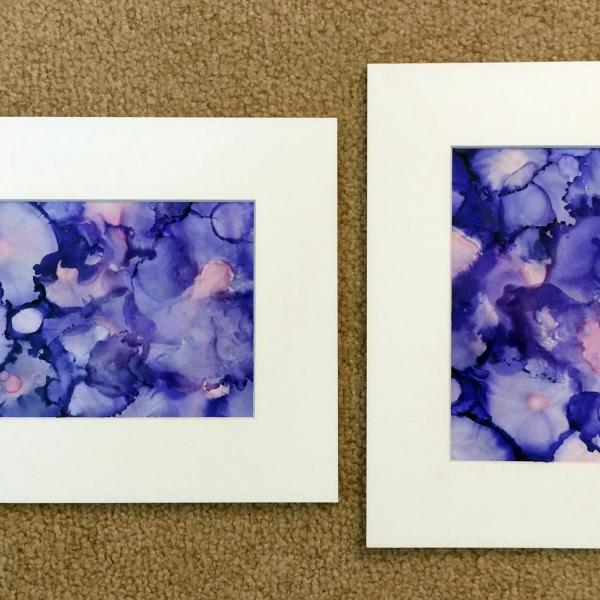 Alcohol Ink Painting Grouping, Set of 2, Purple and Pink Pearlized