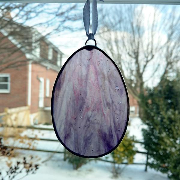 Stained Glass Easter Egg Suncatcher, Purple Swirl