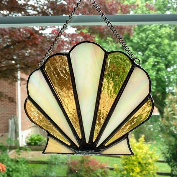 Stained Glass Clam Shell Suncatcher