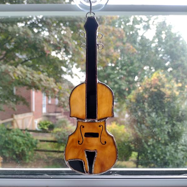 Stained Glass Violin Suncatcher