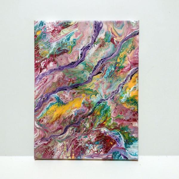 Rainbow Skittles Abstract Original Acrylic Pour Painting, 9" x 12", Fluid Art Painting