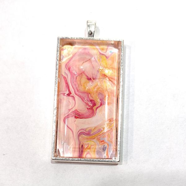 Painted Pendant, Gold and Pink Swirls