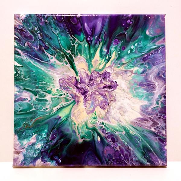 Flower Burst Abstract Acrylic Painting, 12" x 12"