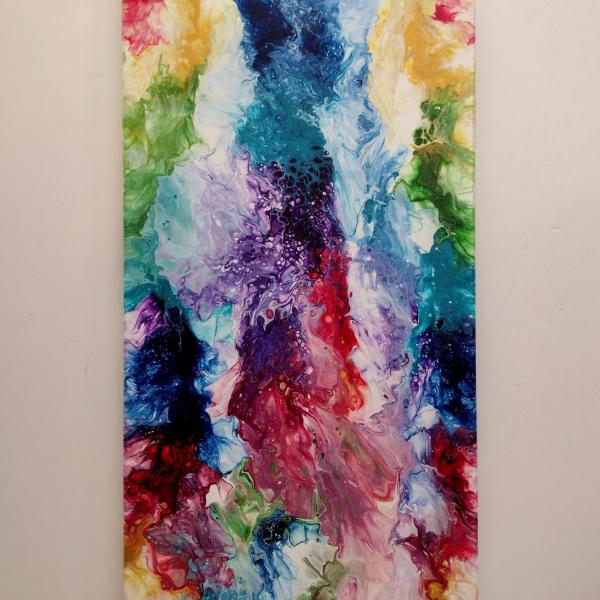 Rainbow II Abstract Original Acrylic Pour Painting, 12" x 24",  Fluid Art Painting,  **LOCAL PICKUP ONLY--DOES NOT SHIP**