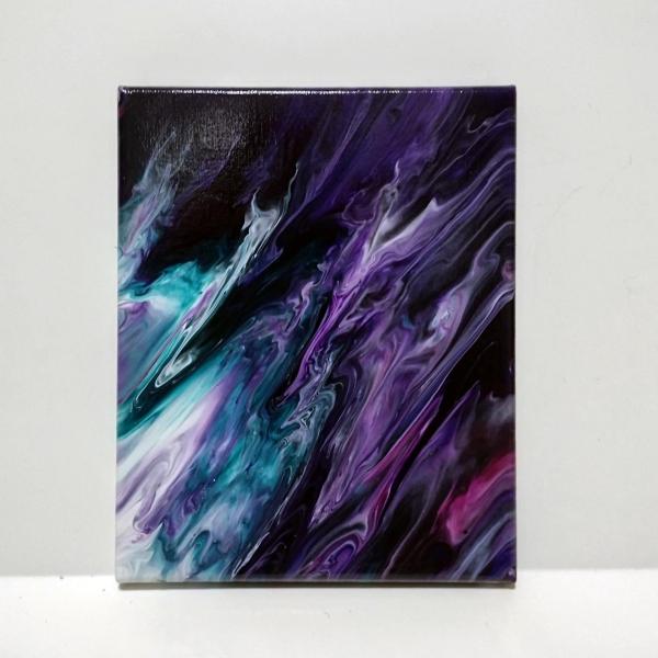 Moody Purples and Blues Abstract Original Acrylic Pour Painting, 8" x 10", Fluid Art Painting