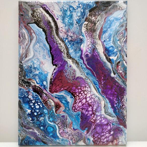Purple and Blue Abstract Original Acrylic Pour Painting, 9" x 12", Fluid Art Painting