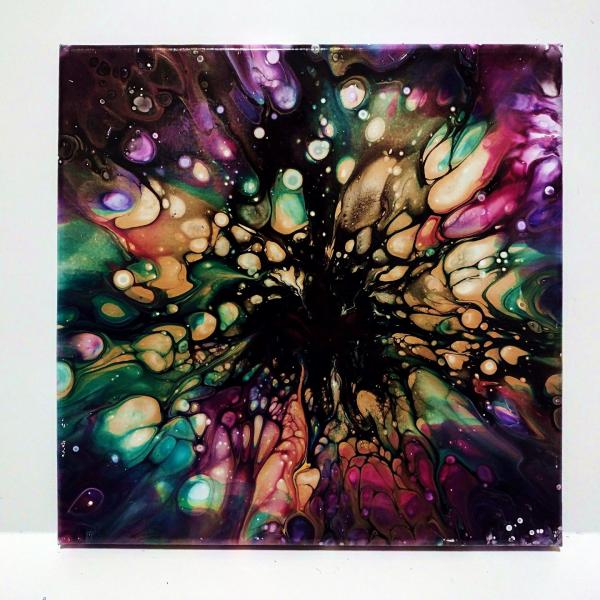 Rainbow Bubbles II Abstract Acrylic Painting, 12" x 12"
