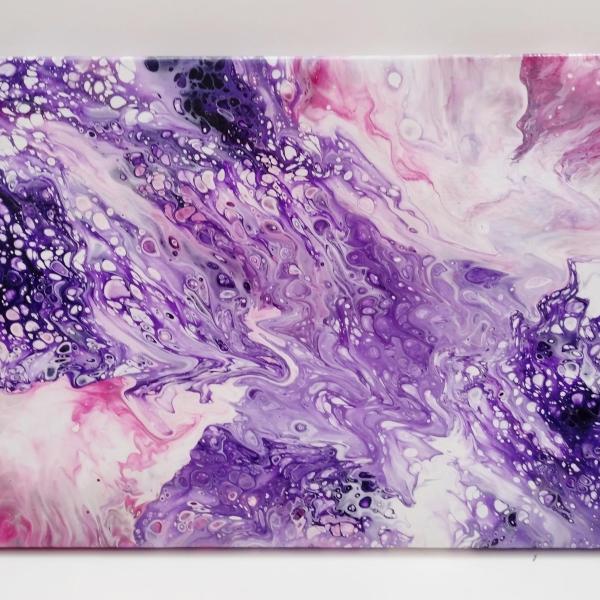 Purple and Pink Abstract Original Acrylic Pour Painting, 9" x 12", Fluid Art Painting