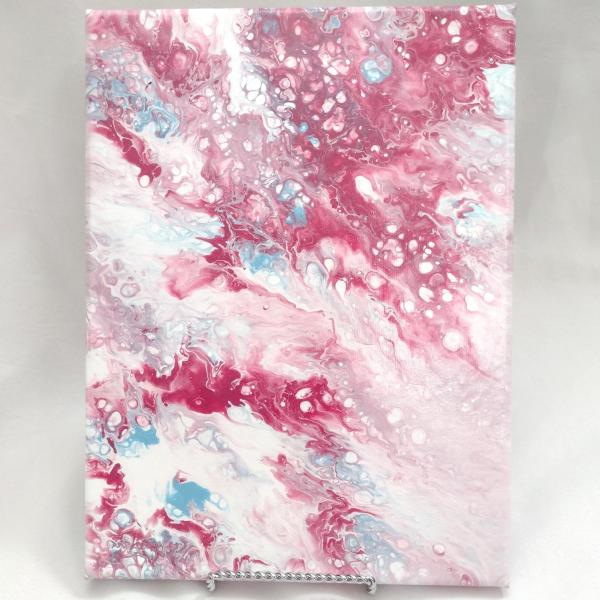 Pastel Pink and Blue Abstract Original Acrylic Pour Painting, 9" x 12", Fluid Art Painting