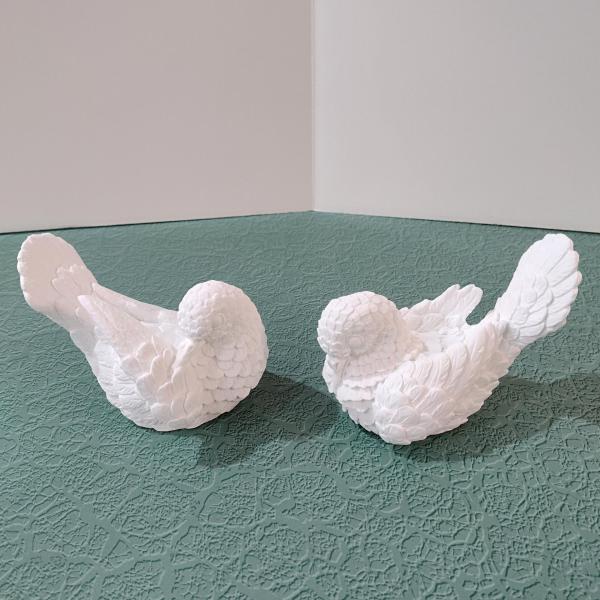 Vintage Santini White Alabaster Doves, Set of Two, Italian Love Bird Figurines