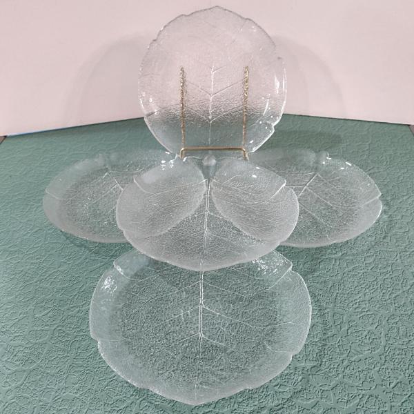 Vintage Arcoroc Aspen Leaf Salad Plates, Set of Five