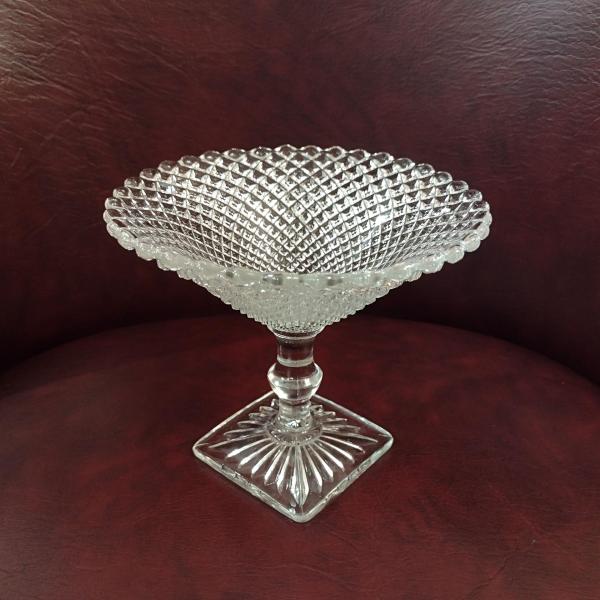 Vintage Anchor Hocking Miss America Clear Diamond Compote, Stemmed Glassware