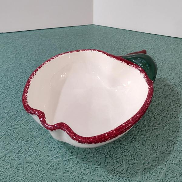 Vintage Ceramic Hand Painted Apple Shaped Bowl, Spongeware Candy / Nut Dish