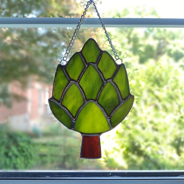 Artichoke Stained Glass Suncatcher