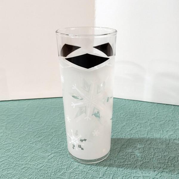 Vintage Anchor Hocking Black and White Atomic Snowflake Highball Glass