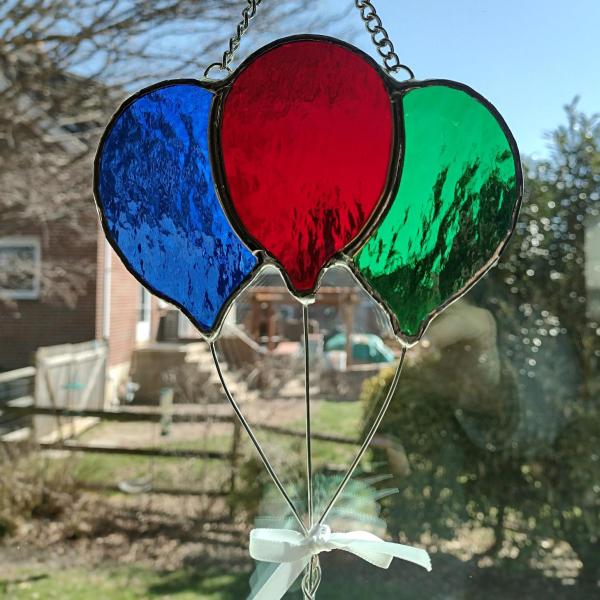 Stained Glass Balloons Suncatcher, Custom Colors Available