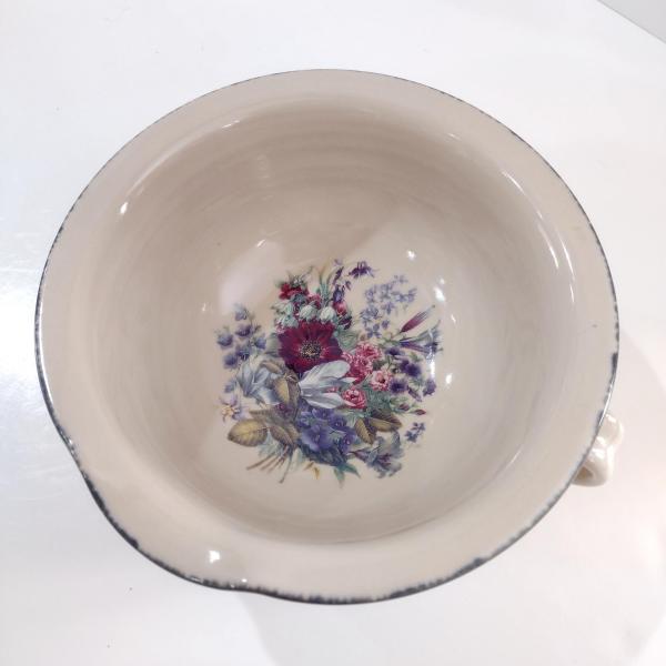Vintage Home and Garden Party LTD Floral Ceramic Batter Bowl, Stoneware Mixing Bowl with Spout and Handles