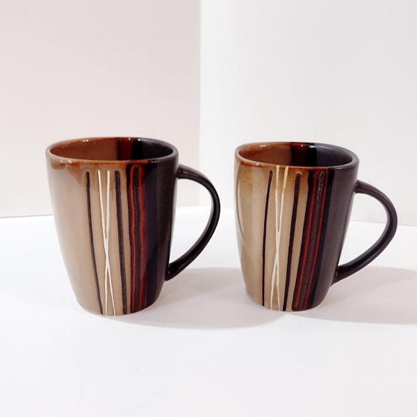 Bazaar Brown Stoneware 16 Ounce Mugs, Set of Two