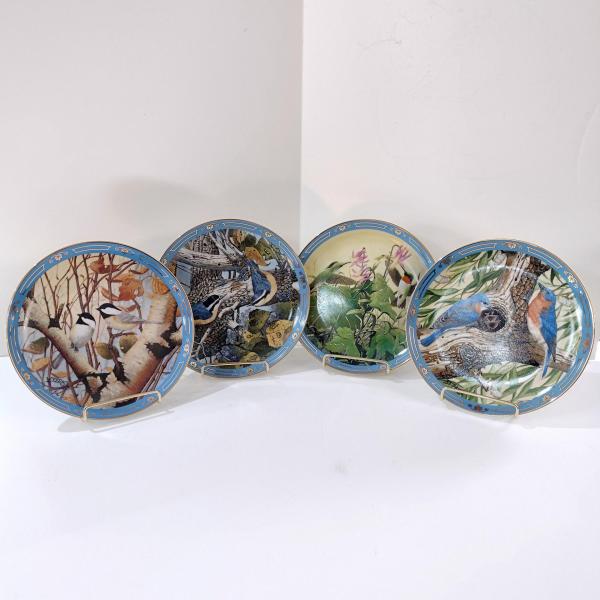 Vintage Danbury Mint Winged Treasures Bird Collector Plates, Set of Four