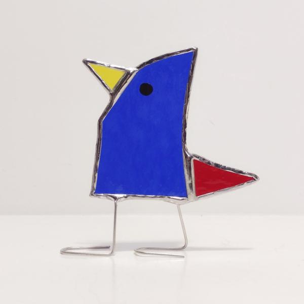 Stained Glass Standing Bird, Funky Glass Bird, Blue Bird Suncatcher