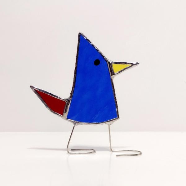 Stained Glass Standing Bird, Funky Glass Bird, Blue Bird Suncatcher