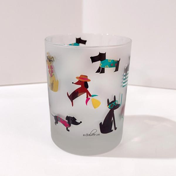 Culver Beach Dogs Frost Lowball Whiskey Rocks Old Fashioned Glass