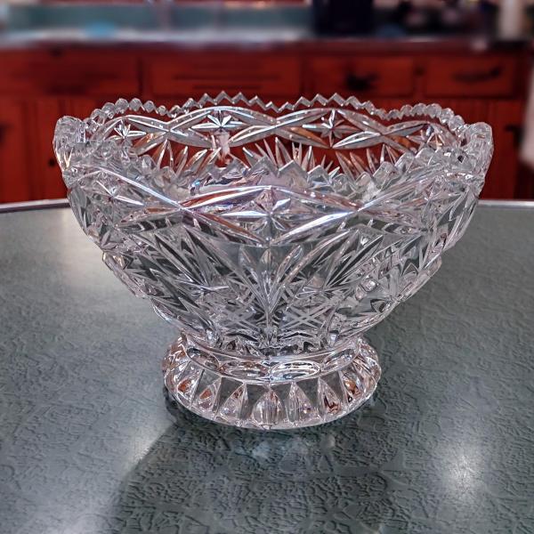 Vintage Crystal Footed Compote Bowl, Glass Berry Bowl