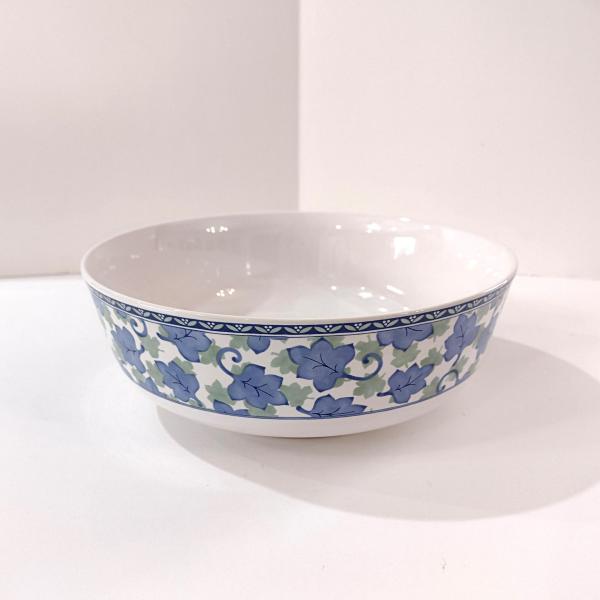Vintage Pfaltzgraff Blue Isle Serving Bowl, Blue Green Floral Salad Bowl