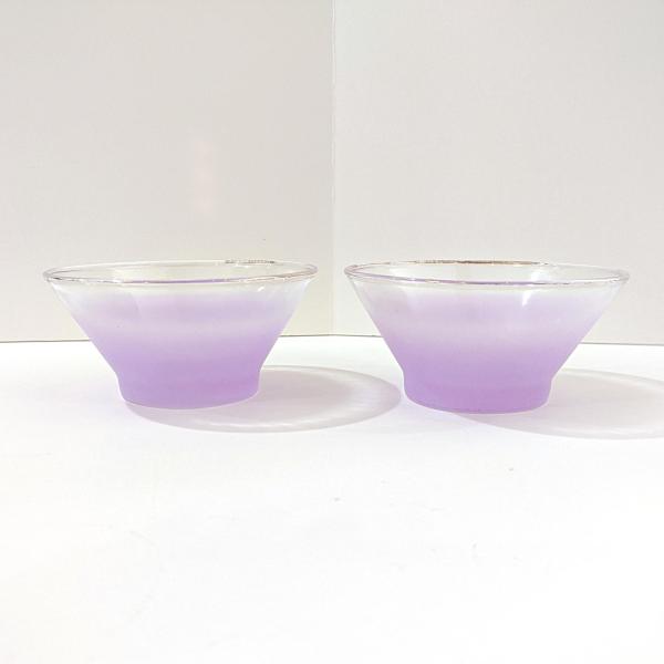 Vintage Purple Blendo Glass Dip Salad Bowls, Set of 2, MCM Glassware