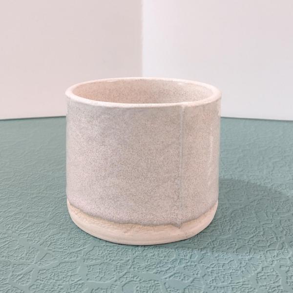Vintage Ceramic Planter Pot, Beige Glaze Ceramic Small Pot