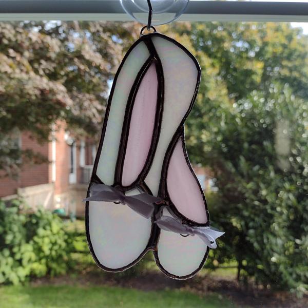 Ballet Slippers Stained Glass Suncatcher, Custom Colors Available