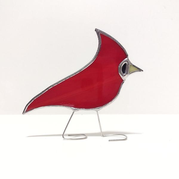 Stained Glass Cardinal Standing Bird, Custom Colors Available