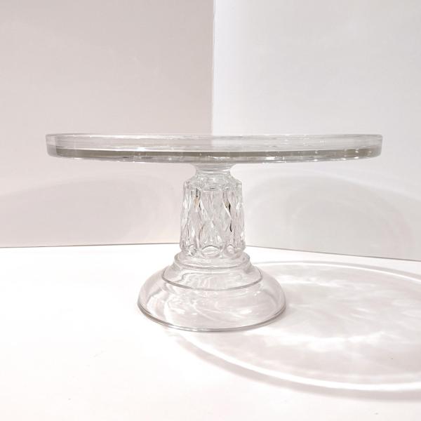 Antique Cooperative Flint Glass 190 Regal Block Clear Pressed Glass Pedestal Cake Stand with Lip, Vintage EAPG Pastry Dessert Display Plate