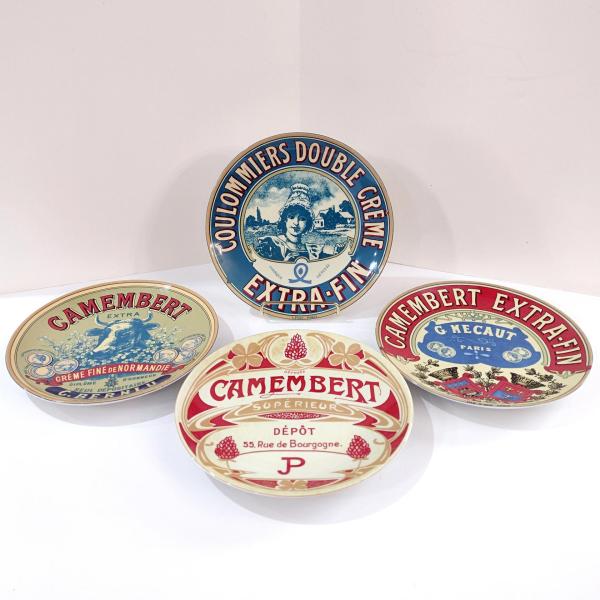 Vintage Camembert Cheese 8 Inch Plates, Set of Four, Appetizer Snack Charcuterie Plates, BIA 2003 Collectors Plates
