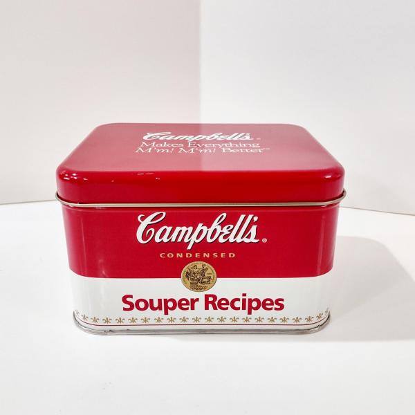 Vintage Campbells Souper Recipe Tin Box, Retro Metal Storage Container