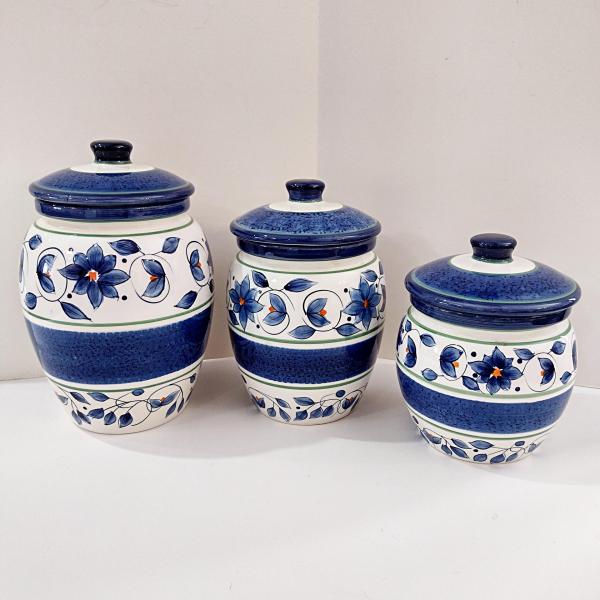 Set of Three Ceramic Pfaltzgraff Canisters, Orleans Pattern, Available for Local Pickup Only