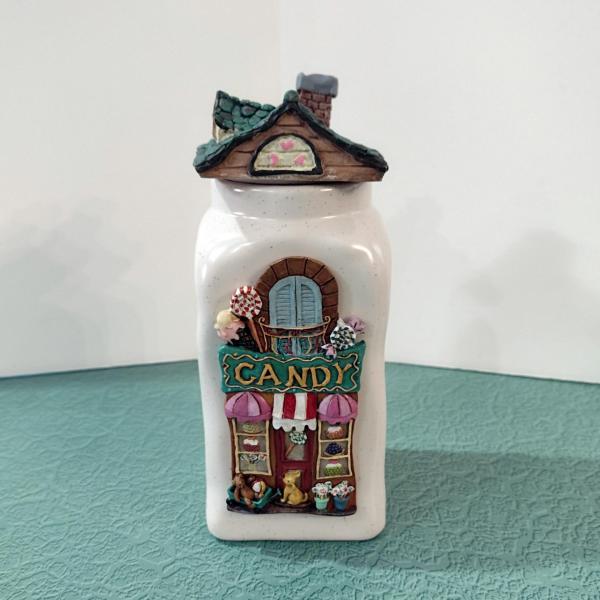 Vintage Ceramic Candy Shop Storage Canister, House Shaped Air Tight Storage Container