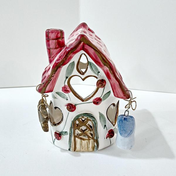 Vintage Crazy Mountain Whimsical Cottage House Ceramic Tea Light Votive Candle Holder
