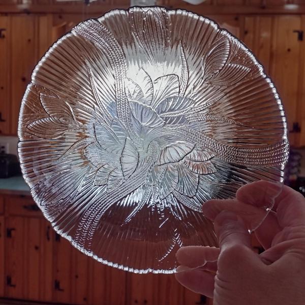 Vintage Arcoroc Canterbury Crocus 7.5 Inch Clear Glass Salad Dessert Plates, Set of 6