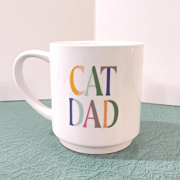 Vintage Cat Dad Ceramic Coffee Tea Mug, Father's Day Cat Lover Gift