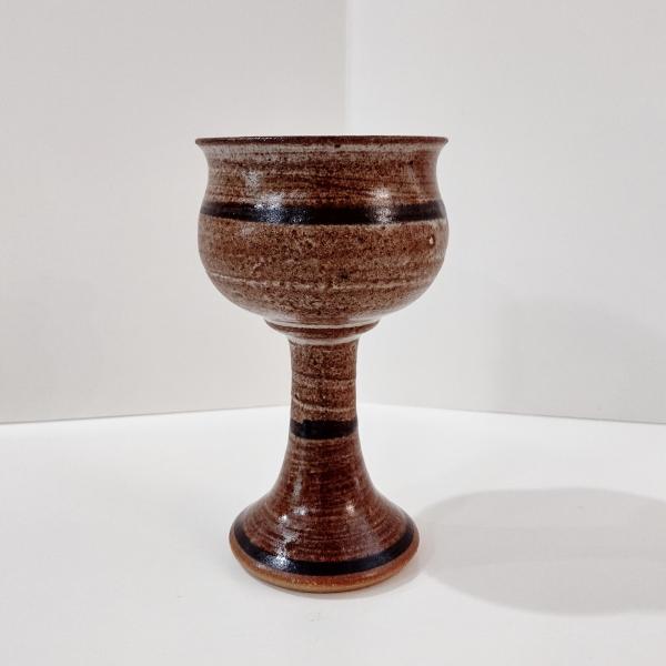 Vintage Hand Crafted Ceramic Wine Goblet Chalice, Stoneware Pottery Barware