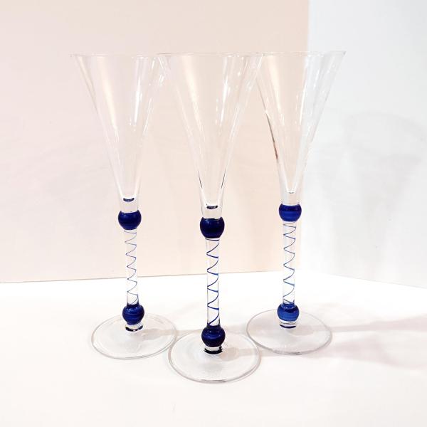 Vintage Martini and Rossi Millennium 2000 Champagne Flutes, Set of 3