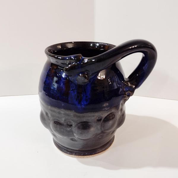 Vintage Artisan Hand Crafted Ceramic Beer Mug, Left Handed Oversized Coffee Tea Mug, Blue and Brown Small Planter Pot