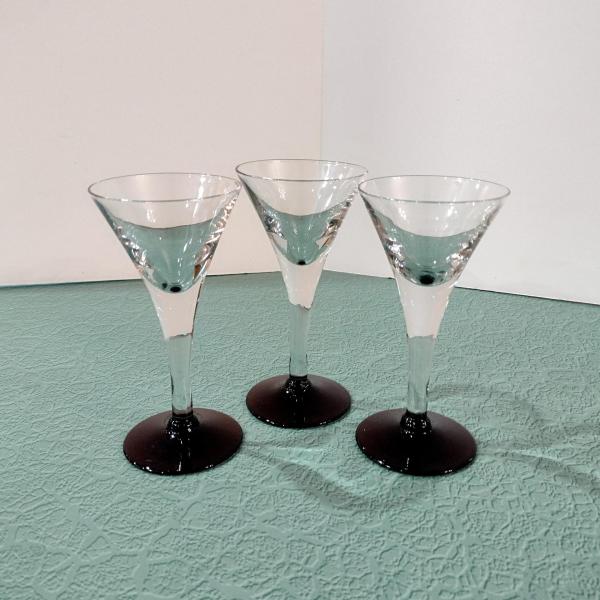 Vintage Purple Amethyst Cordial Glasses, Set of Three