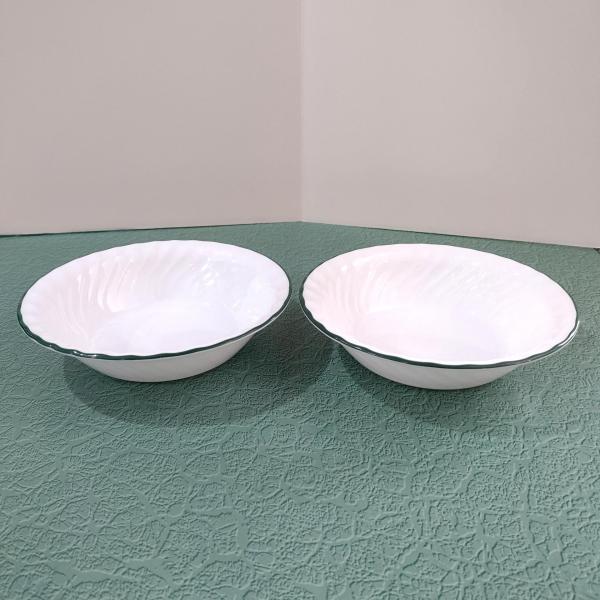 Corelle Callaway Ivy Green Rimmed Swirl Cereal Salad Soup Bowls, Set of Two