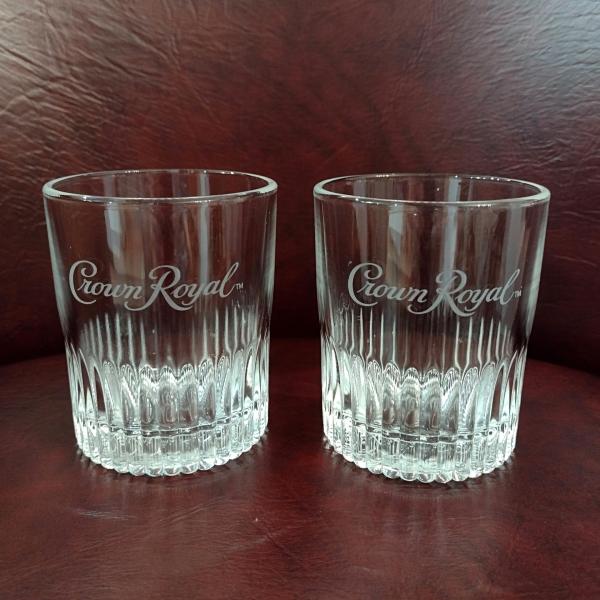 Vintage Crown Royal Whiskey Rocks Glasses, Set of Two