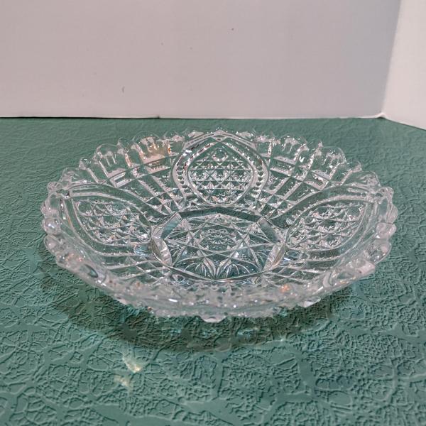 Vintage Pressed Glass Footed Bowl, EAPG Glass Dish